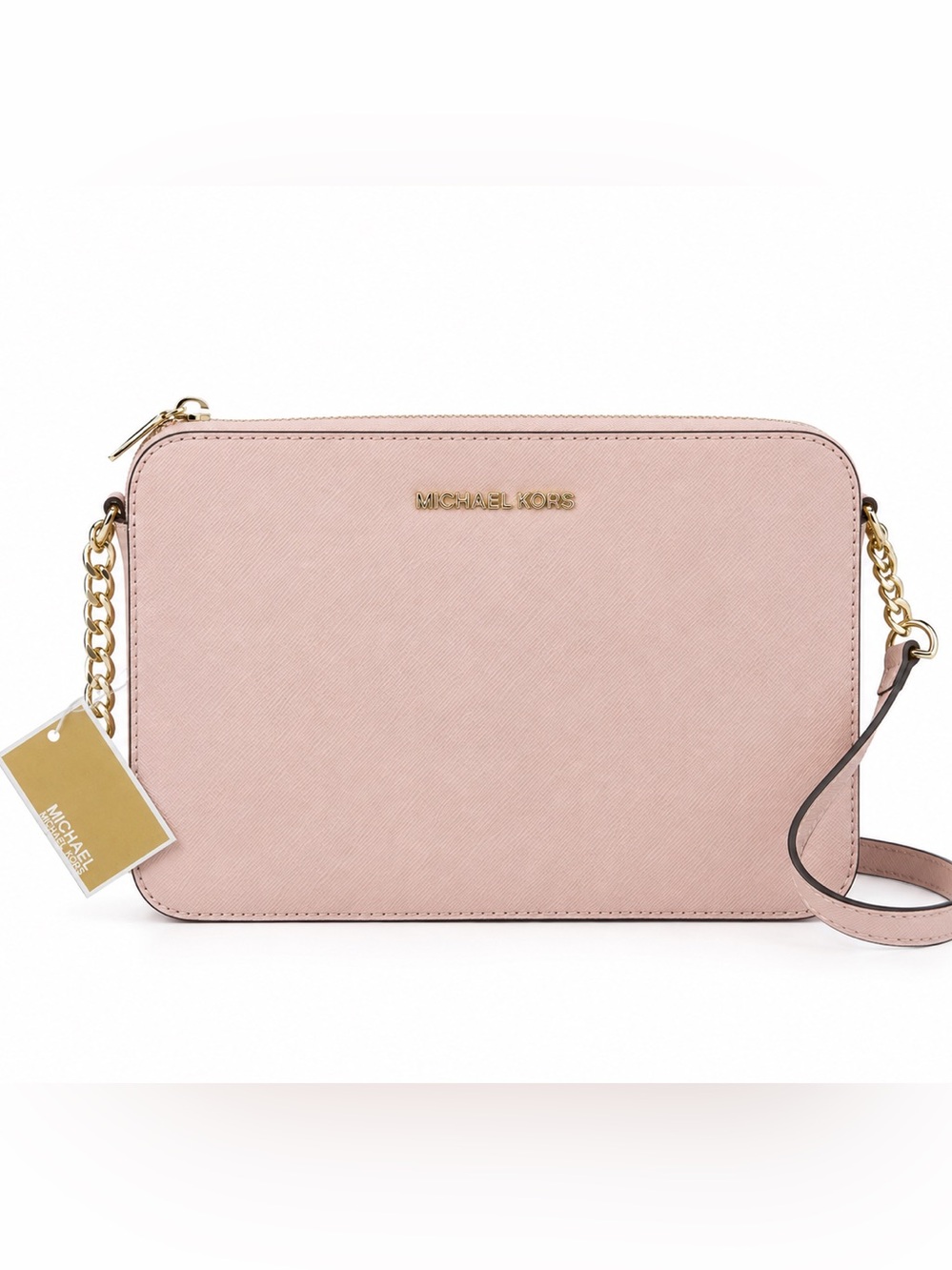 Michael Kors Jet Set Saffiano Powder Pink Leather Crossbody Bag